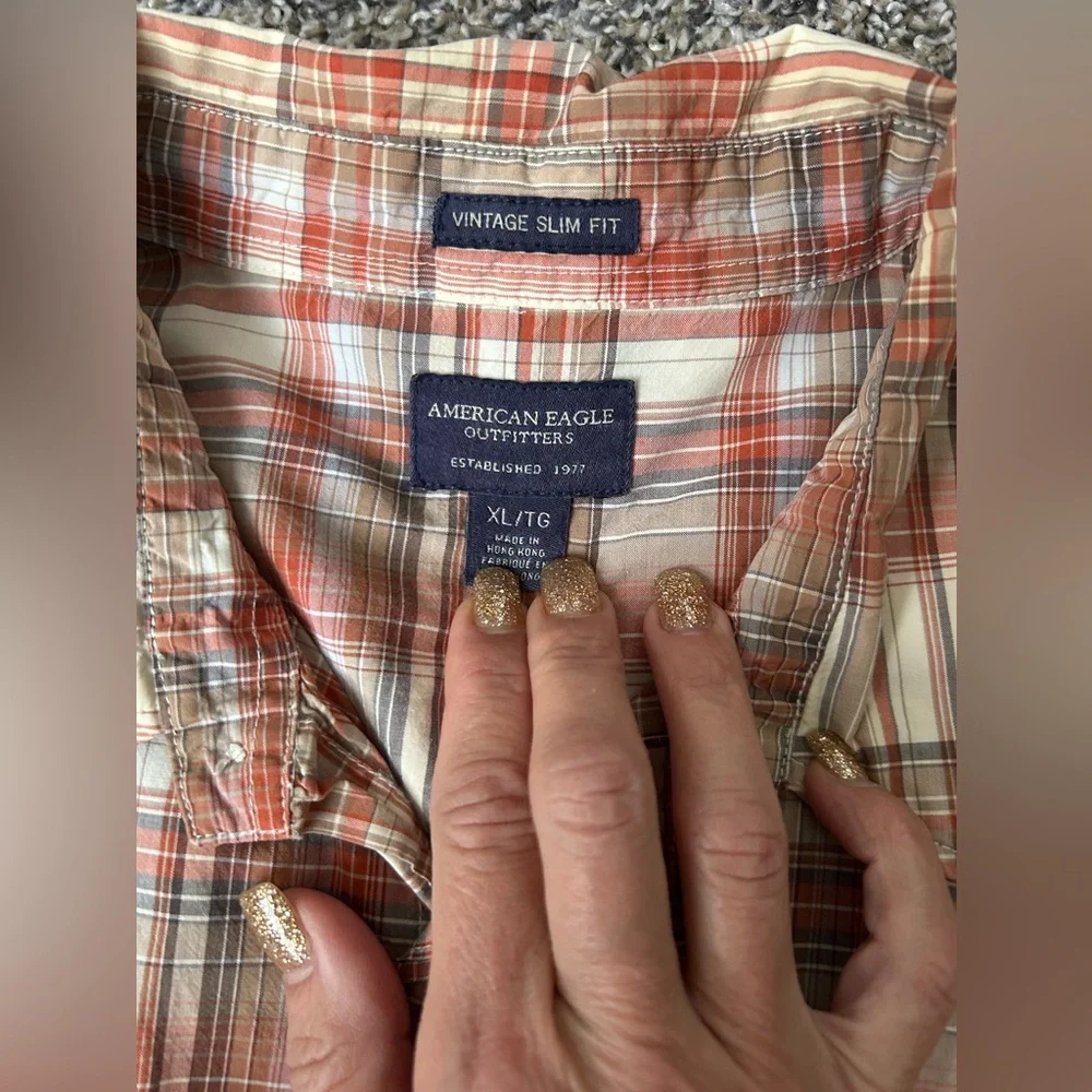 5/$25 American Eagle men’s vintage slim fit pearl snap shirt size XL